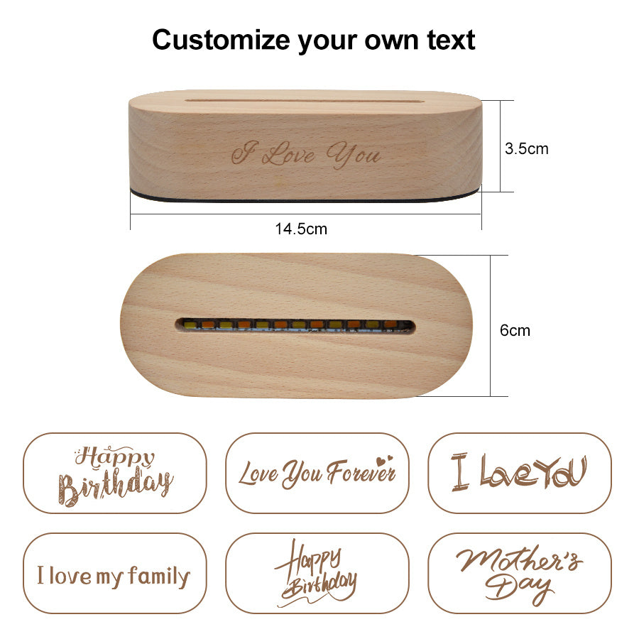 Personalized 3D Engraved Photo Night Light – Custom Acrylic LED Lamp with Base Option