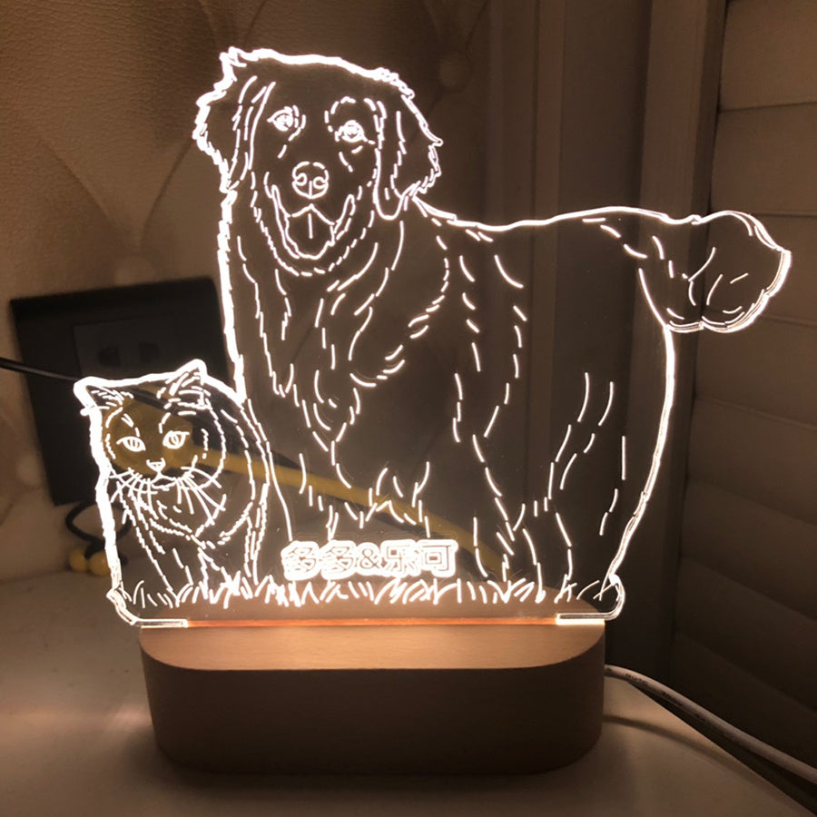 Personalized 3D Engraved Photo Night Light – Custom Acrylic LED Lamp with Base Option