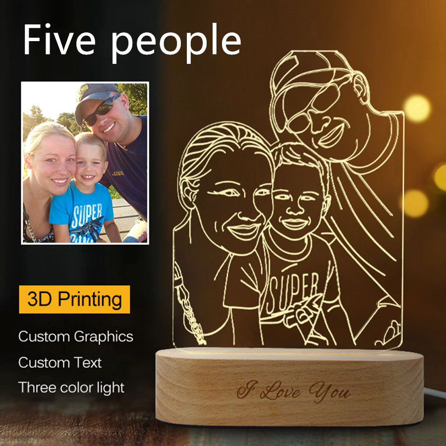 Personalized 3D Engraved Photo Night Light – Custom Acrylic LED Lamp with Base Option